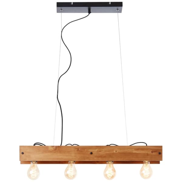 BRILLIANT lampa, Calandra taklampa 4-lågor svart/träfärgad, 4x A60, E27, 42W, trä från hållbart skogsbruk (FSC)