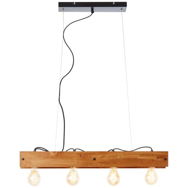 BRILLIANT lampa, Calandra taklampa 4-lågor svart/träfärgad, 4x A60, E27, 42W, trä från hållbart skogsbruk (FSC)