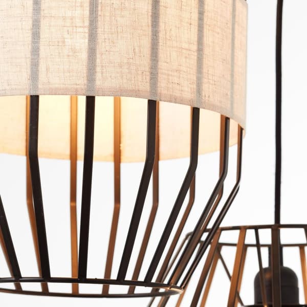 BRILLIANT lampe, skrå loftslampe 3-lags sort/naturlig, 3x A60, E27, 40W, kabel kan afkortes/justeres i højden