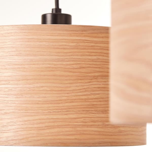 BRILLIANT lampe, Romm pendel 3-lags træ lys/sort, 3x A60, E27, 52W, kabel kan afkortes/justeres i højden