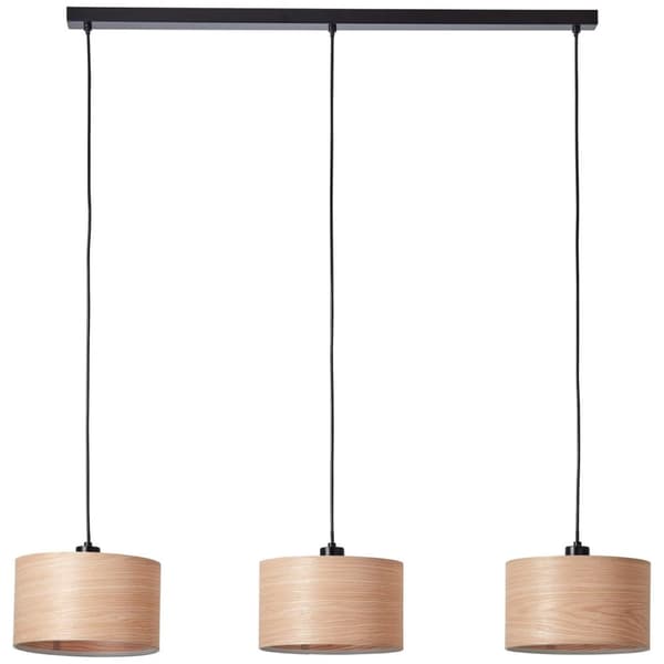BRILLIANT lampe, Romm pendel 3-lags træ lys/sort, 3x A60, E27, 52W, kabel kan afkortes/justeres i højden