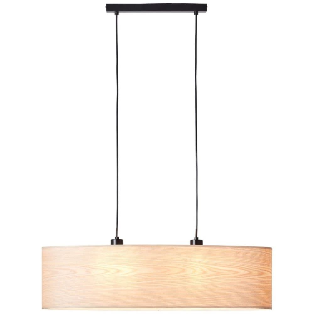 BRILLIANT lampa, Romm taklampa 2-lågor oval trä ljus / svart, 2x A60, E27, 52W, kabel går att förkorta / justerbar i höjdled