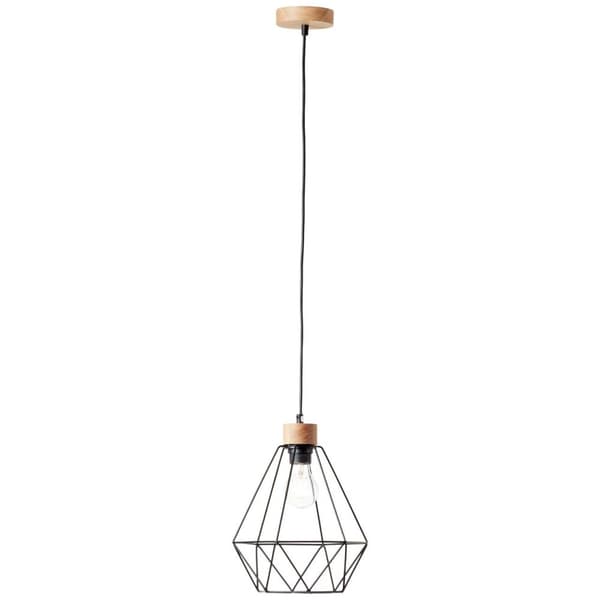 BRILLIANT lampe, Drewno loftlampe 25cm sort / træfarvet, 1x A60, E27, 25W, træ fra bæredygtigt skovbrug (FSC)