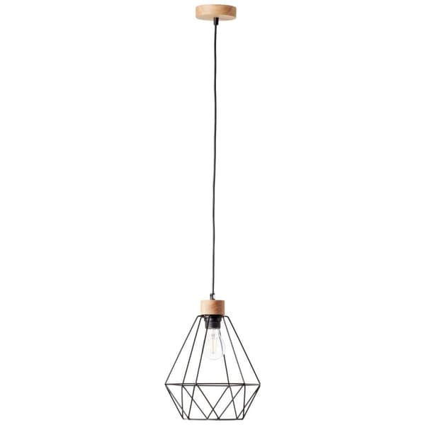 BRILLIANT lampe, Drewno loftlampe 25cm sort / træfarvet, 1x A60, E27, 25W, træ fra bæredygtigt skovbrug (FSC)