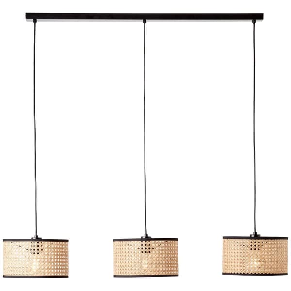 BRILLIANT lampe, Wiley loftslampe 3-lags sort/træfarvet, 3x A60, E27, 60W, kabel kan afkortes/justeres i højden