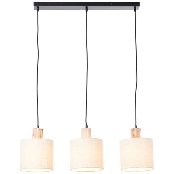 BRILLIANT lampe, Pia loftslampe 3-flamme stænger sort/naturlig, 3x A60, E27, 40W, træ fra bæredygtigt skovbrug (FSC)