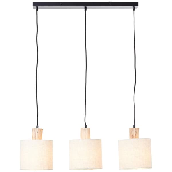 BRILLIANT lampe, Pia loftslampe 3-flamme stænger sort/naturlig, 3x A60, E27, 40W, træ fra bæredygtigt skovbrug (FSC)