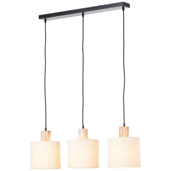 BRILLIANT lampe, Pia loftslampe 3-flamme stænger sort/naturlig, 3x A60, E27, 40W, træ fra bæredygtigt skovbrug (FSC)