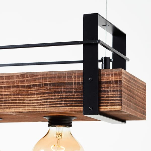BRILLIANT lampe, Bankwood loftslampe 5-flammer sort / træfarvet, 5x A60, E27, 28W, træ fra bæredygtigt skovbrug (FSC)