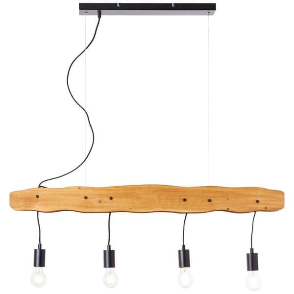 BRILLIANT lampe, Baker loftslampe 4-flammer sort / træfarvet, 4x A60, E27, 40W, træ fra bæredygtigt skovbrug (FSC)