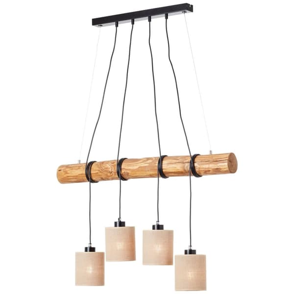 BRILLIANT lampe, Vander loftslampe 4-flammer sort / træfarvet, 4x A60, E27, 25W, træ fra bæredygtigt skovbrug (FSC)