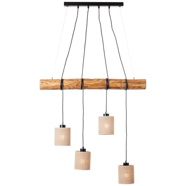 BRILLIANT lampe, Vander loftslampe 4-flammer sort / træfarvet, 4x A60, E27, 25W, træ fra bæredygtigt skovbrug (FSC)