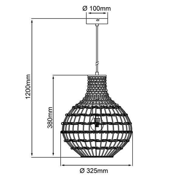 BRILLIANT lampa, Southsea pendellampa 33cm natur/svart, 1x A60, E27, 25W, kabel kan förkortas/höjdjusterbar