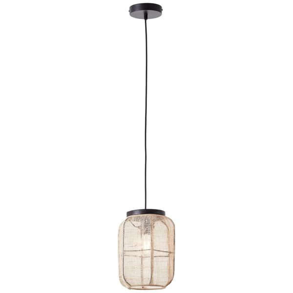 BRILLIANT lampe, Pendel Tannah 22cm sort/naturlig, 1x A60, E27, 52W, kabel kan afkortes/justeres i højden