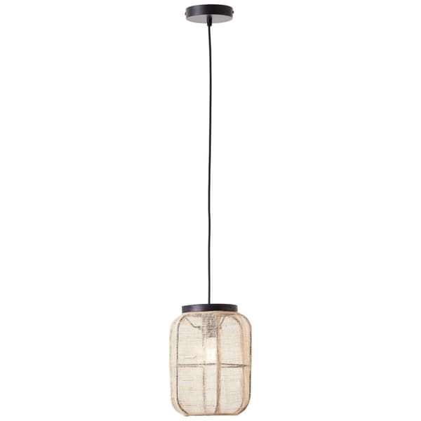 BRILLIANT lampe, Pendel Tannah 22cm sort/naturlig, 1x A60, E27, 52W, kabel kan afkortes/justeres i højden