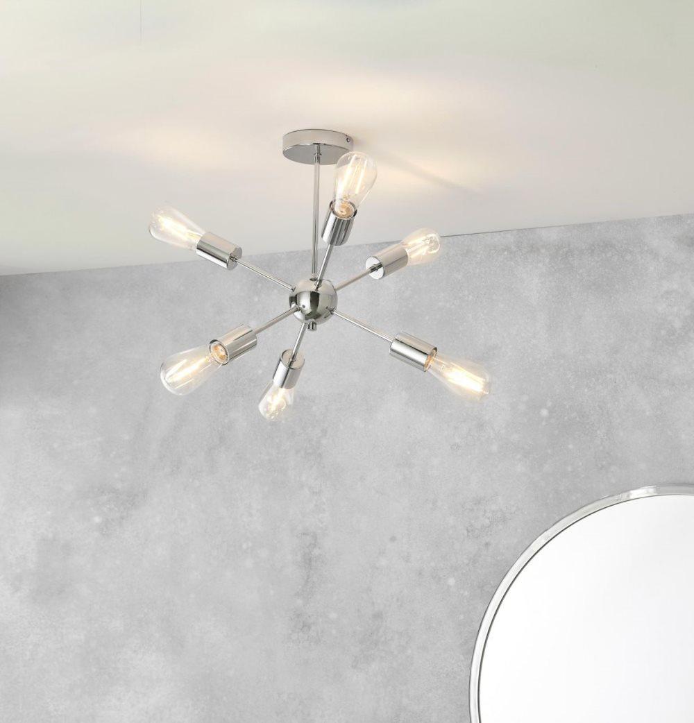 BRILLIANT lampa Neala taklampa 6-lågar krom | 6x A60, E27, 40W, lämplig för normala lampor (ingår ej)