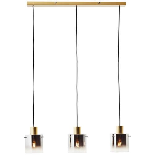 BRILLIANT lampa Osaki taklampa 3-lågar guld/rökglas | 3x A60, E27, 52W, lämplig för normala lampor (ingår ej)