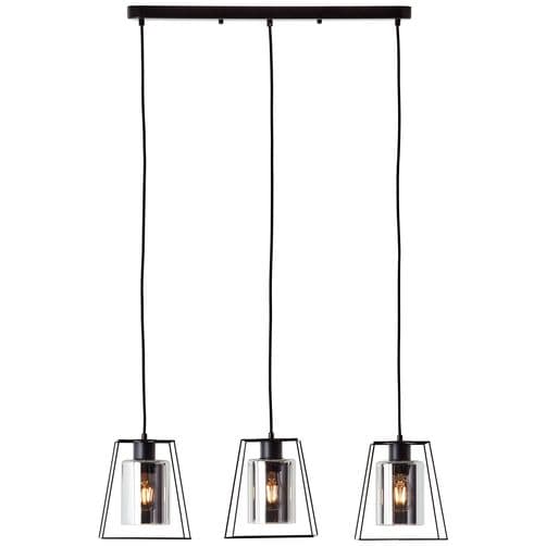 BRILLIANT lampa Luxor taklampa 3-lågar matt svart/konjak | 3x A60, E27, 28W, lämplig för normala lampor (ingår ej)