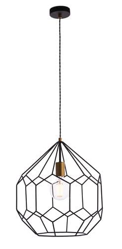 BRILLIANT lampa Jabez taklampa 1-flamma svart guld | 1x A60, E27, 40W, lämplig för normala lampor (ingår ej)