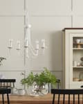 Miniatyrbillede 4 af 9: Lysekrone i Hvid Metal 117 cm Dekorativ 5 Armet Pendel Lampe Gammeldags Retro Design til over Spisebord Tilbehør Indretning Soveværelse