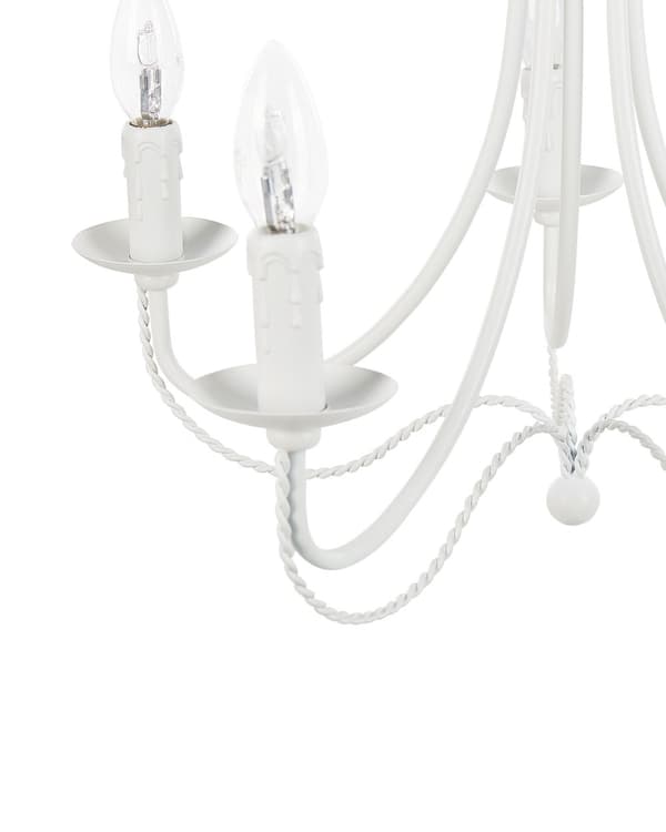 Lysekrone i Hvid Metal 117 cm Dekorativ 5 Armet Pendel Lampe Gammeldags Retro Design til over Spisebord Tilbehør Indretning Soveværelse