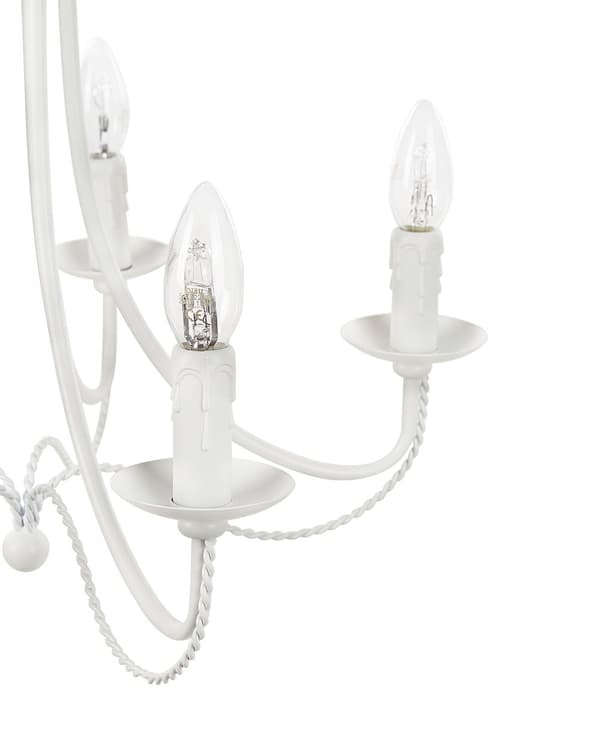 Lysekrone i Hvid Metal 117 cm Dekorativ 5 Armet Pendel Lampe Gammeldags Retro Design til over Spisebord Tilbehør Indretning Soveværelse