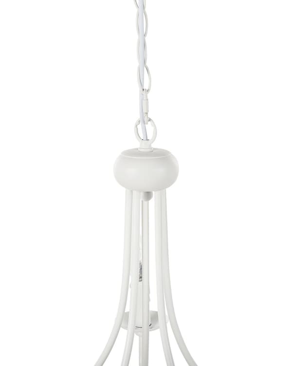 Lysekrone i Hvid Metal 117 cm Dekorativ 5 Armet Pendel Lampe Gammeldags Retro Design til over Spisebord Tilbehør Indretning Soveværelse