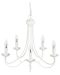 Miniatyrbillede 1 af 9: Lysekrone i Hvid Metal 117 cm Dekorativ 5 Armet Pendel Lampe Gammeldags Retro Design til over Spisebord Tilbehør Indretning Soveværelse