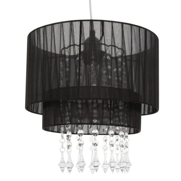 RANEX Chandelier - pendelljus Chandelier Amy E27 60W svart och transparent Svart