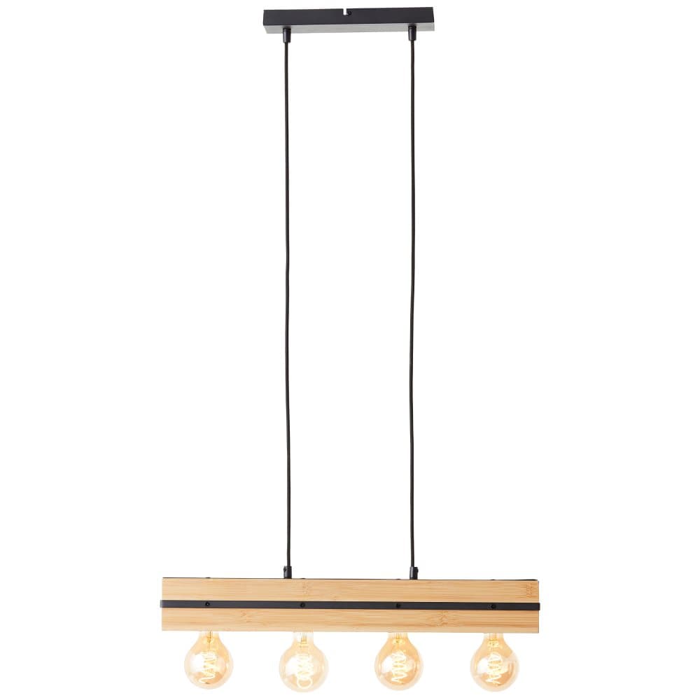 Brilliant Benny taklampa 60cm matt svart/natur, metall/bambu, 4x A60, E27, 40 W