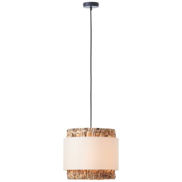 Brilliant Waterlilly pendel 1-flamme sort/naturlig/hvid, stof/vandhyacint/metal, 1x A60, E27, 60 W