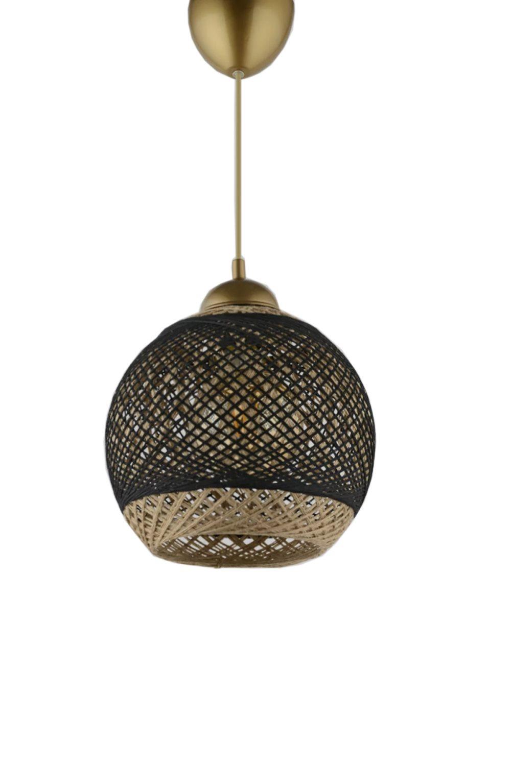 AVZ92 Hängande lampa med textilskärm Hänglampa i textil med tygskärm, Pendellampa i metall 1 ljus sfärisk form Taklampa