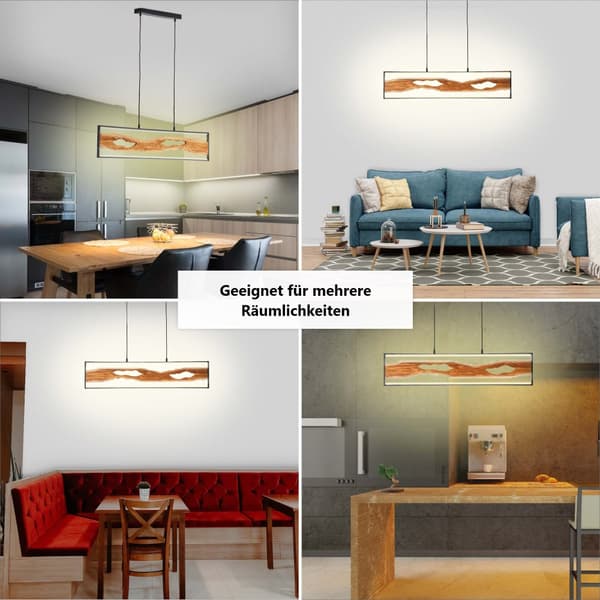 Brilliant Chaumont LED pendel 100cm sort/træ, aluminium/metal/træ, 1x LED integreret, 20 W, (lysstrøm: 2300lm, lysfarve: 3000K)