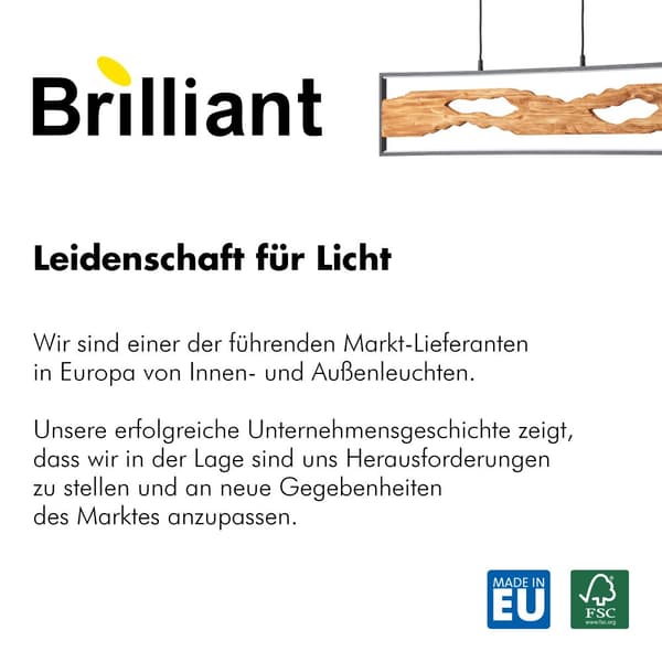 Brilliant Chaumont LED pendel 100cm sort/træ, aluminium/metal/træ, 1x LED integreret, 20 W, (lysstrøm: 2300lm, lysfarve: 3000K)