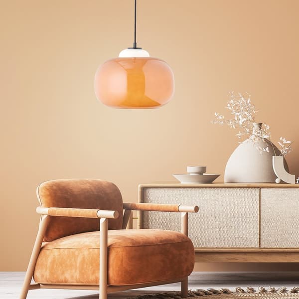 Brilliant Blop taklampa 30cm orange glas/metall   1x A60, E27, 60 W, lämplig för normal lampa (ingår ej)
