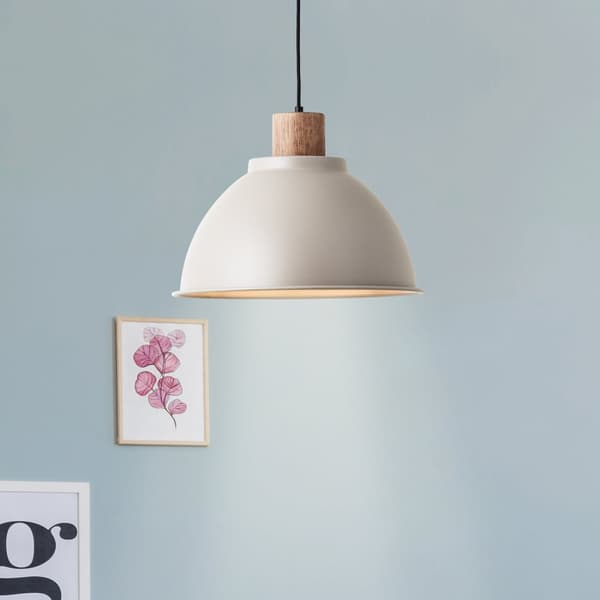 Brilliant Erena pendel 38cm taupe metal/træ   1x A60, E27, 60 W, egnet til normal lampe (medfølger ikke)