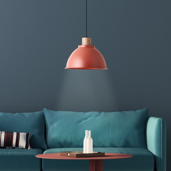 Brilliant Erena pendel 38cm rød metal/træ   1x A60, E27, 60 W, egnet til normal lampe (medfølger ikke)