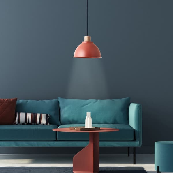 Brilliant Erena pendel 38cm rød metal/træ   1x A60, E27, 60 W, egnet til normal lampe (medfølger ikke)