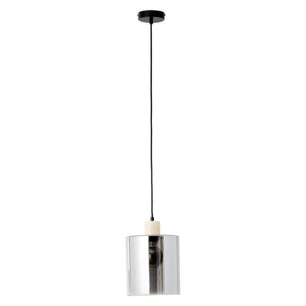 Brilliant Weald pendel 20cm sort/røg/træ metal/glas/træ   1x A60, E27, 40 W, egnet til normal lampe (medfølger ikke)