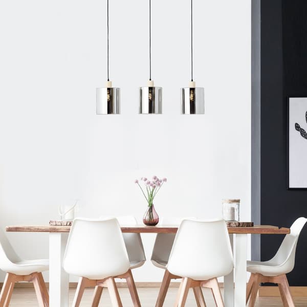 Brilliant Weald taklampa 3-lågor svart/rök/trä metall/glas/trä   3x A60, E27, 40 W, lämplig för normal lampa (ingår ej)