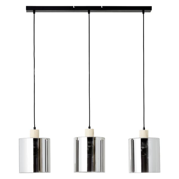Brilliant Weald taklampa 3-lågor svart/rök/trä metall/glas/trä   3x A60, E27, 40 W, lämplig för normal lampa (ingår ej)