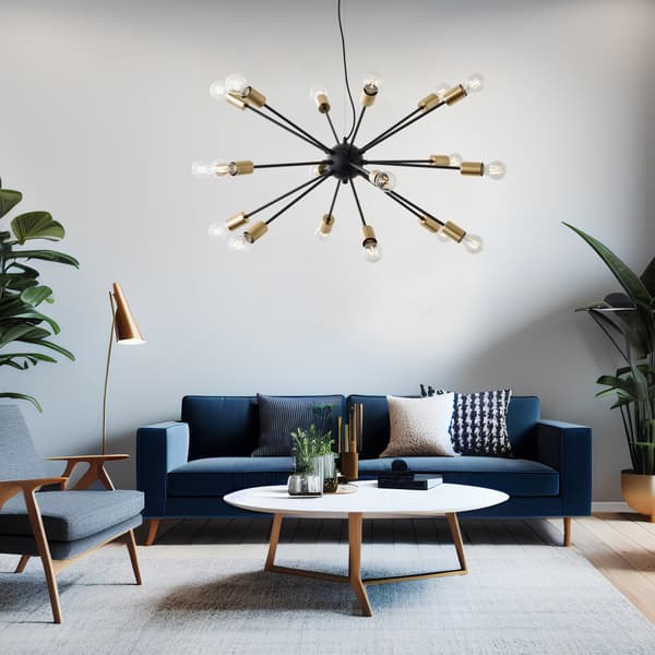 Brilliant Dree pendel 90cm mat sort/messing metal   18x A60, E27, 40 W, Velegnet til normal lampe (medfølger ikke)