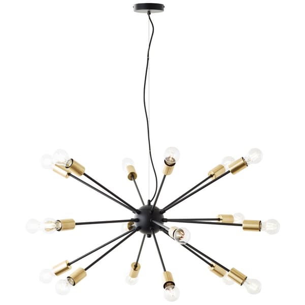 Brilliant Dree pendel 90cm mat sort/messing metal   18x A60, E27, 40 W, Velegnet til normal lampe (medfølger ikke)