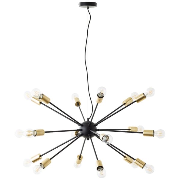 Brilliant Dree pendel 90cm mat sort/messing metal   18x A60, E27, 40 W, Velegnet til normal lampe (medfølger ikke)