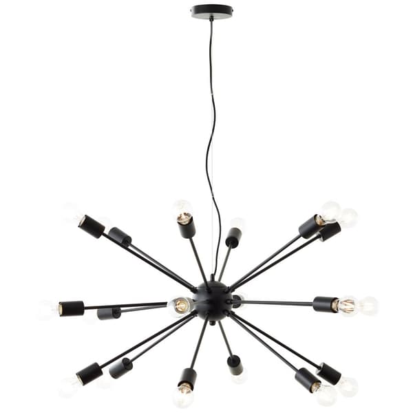 Brilliant Dree pendellampa 90cm mattsvart metall   18x A60, E27, 40 W, lämplig för normal lampa (ingår ej)