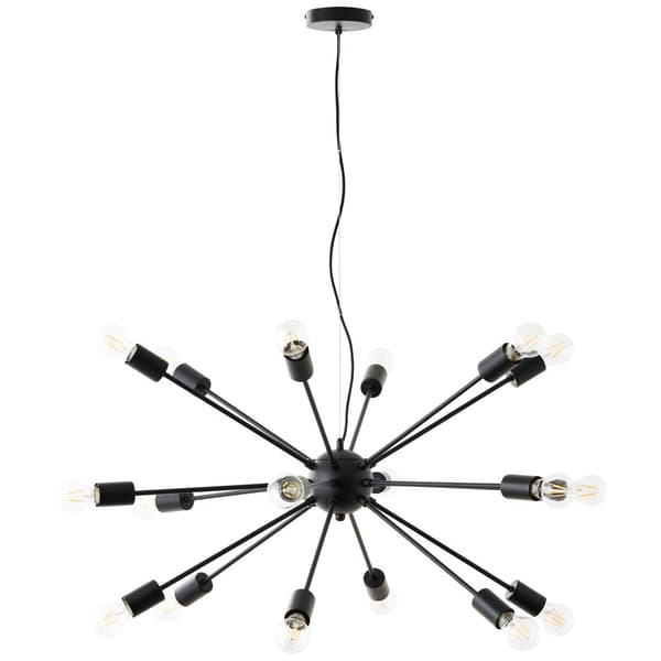 Brilliant Dree pendellampa 90cm mattsvart metall   18x A60, E27, 40 W, lämplig för normal lampa (ingår ej)