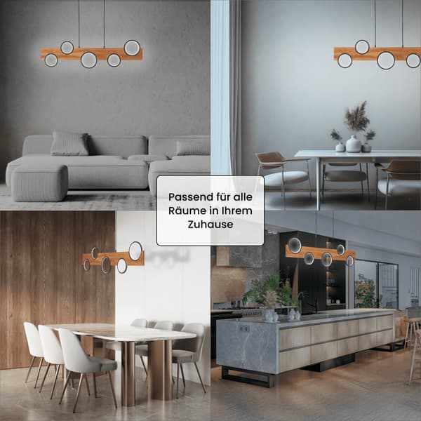 Brilliant Chaumont LED pendel 100cm sort/træ, aluminium/metal/træ, 1x LED integreret, 20 W, (lysstrøm: 2300lm, lysfarve: 3000K)