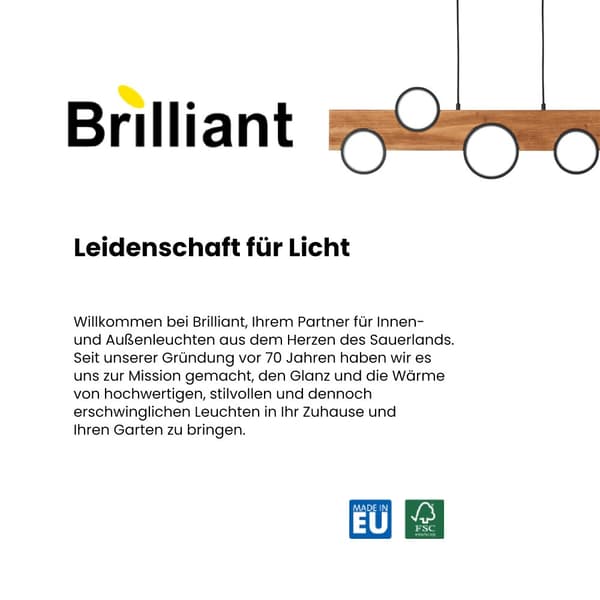 Brilliant Chaumont LED pendel 100cm sort/træ, aluminium/metal/træ, 1x LED integreret, 20 W, (lysstrøm: 2300lm, lysfarve: 3000K)