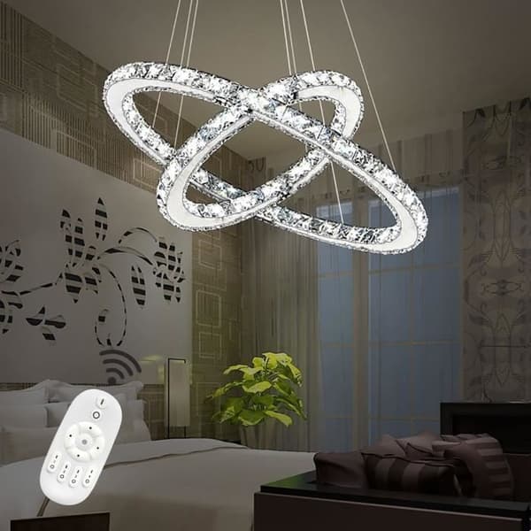XMTECH 48W LED Crystal Design Takljus LED Pendellampa Suspension Creative Chandelier Två ringar Ljuskrona, Dimbar