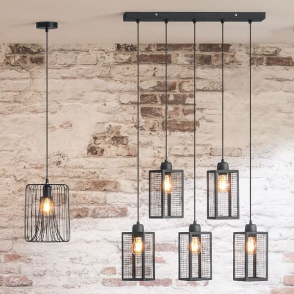 New York taklampa "Hune" i loftstil svart metall Atmosphera